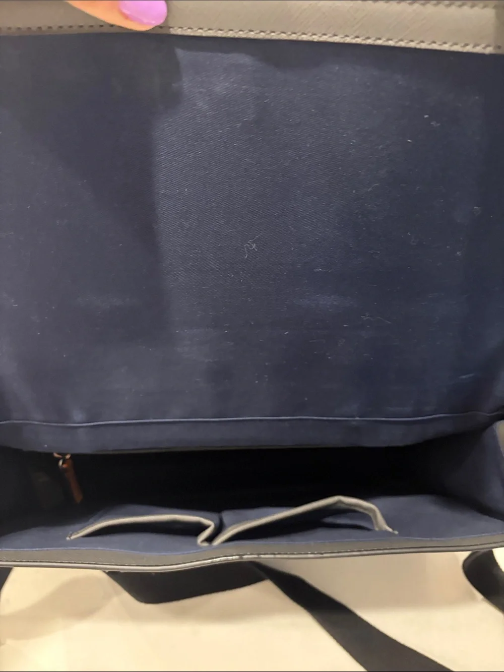 Ted Baker Gray Leather Briefcase with Brown Handle